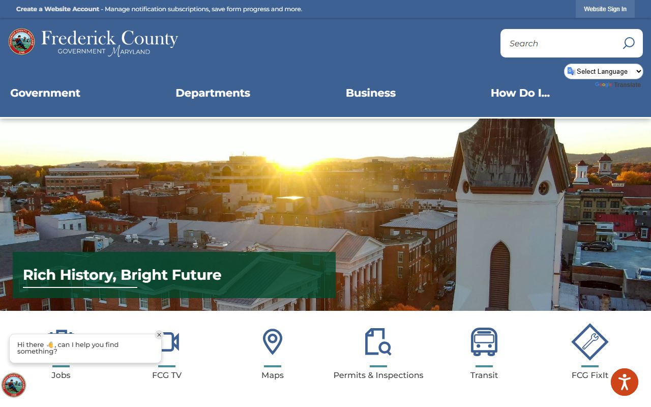 Frederick County Maryland government homepage for county public records and services