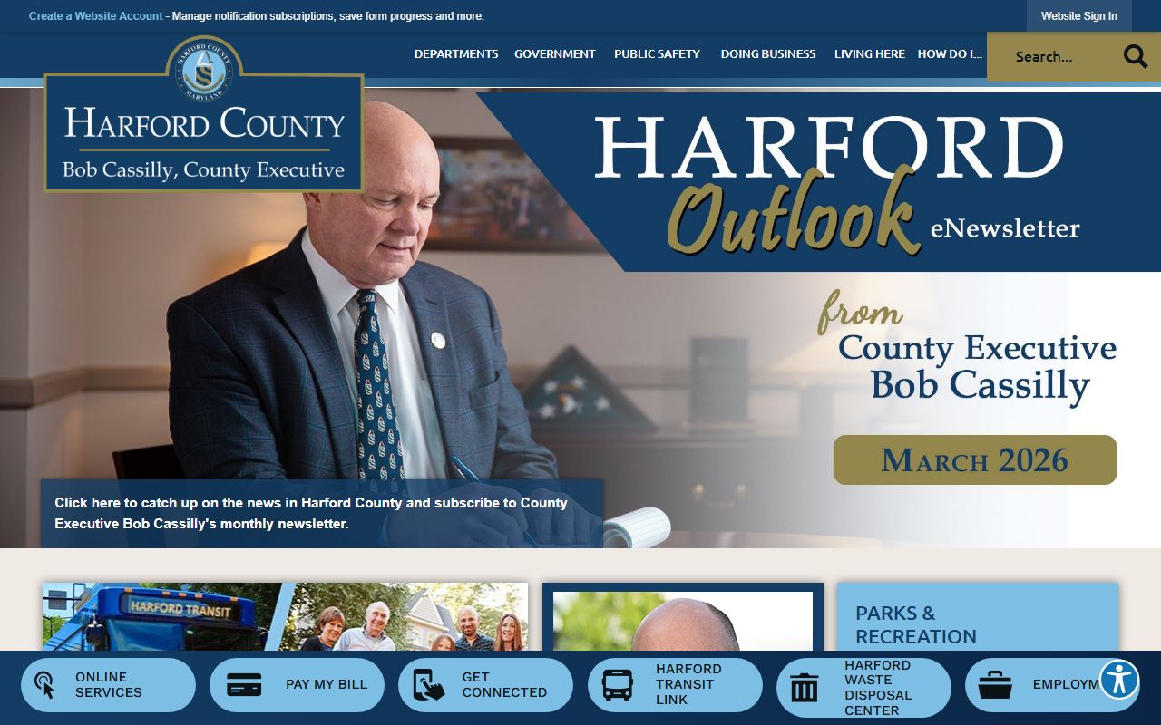 Harford County government website for county services and public records information