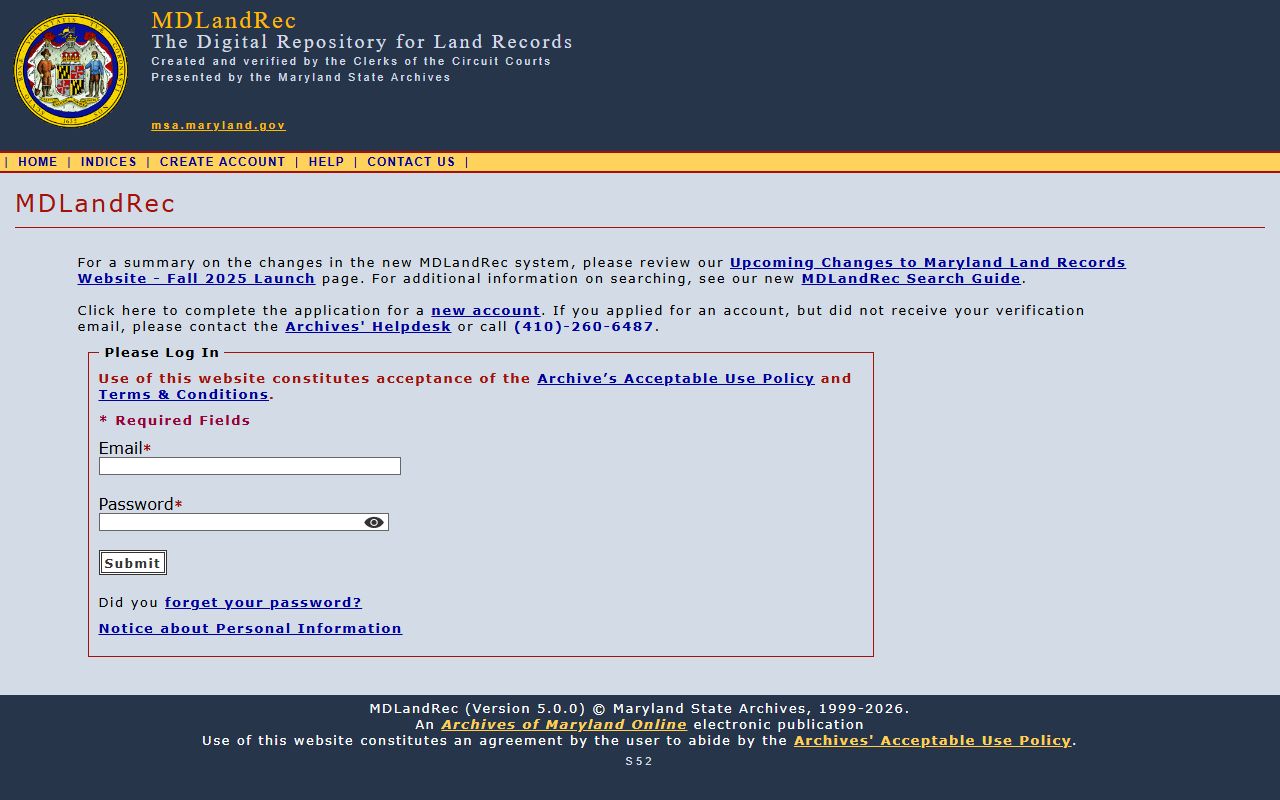 Maryland Land Records portal for Howard County deed and mortgage documents