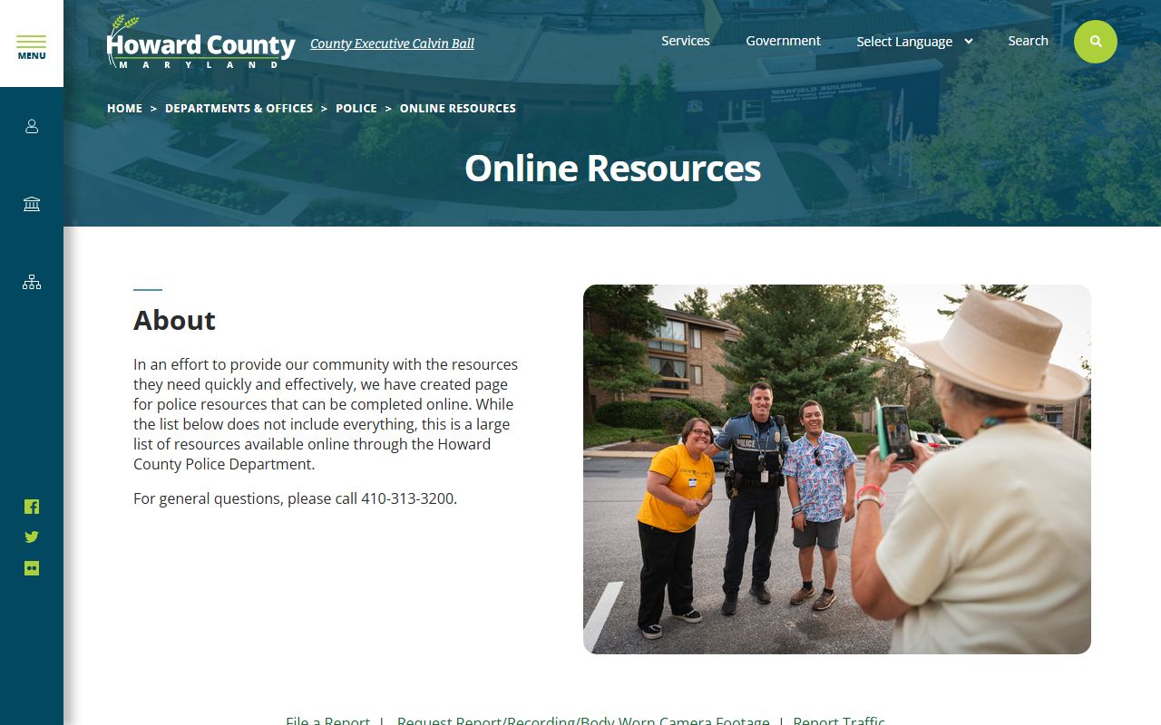 Howard County Police Department online resources for police record requests