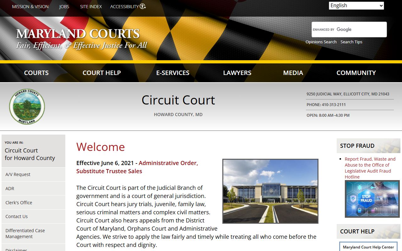 Howard County Circuit Court for court records and public filings access