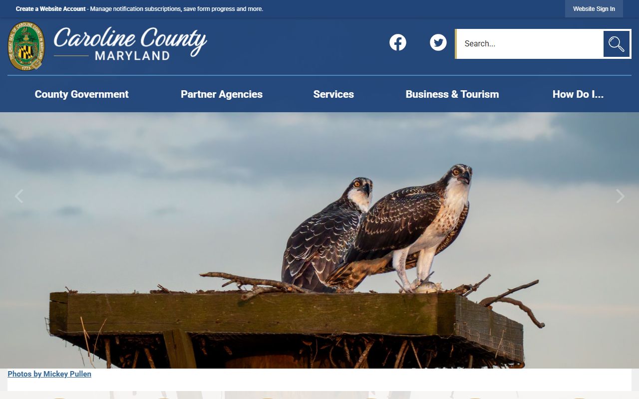 Caroline County Maryland government website for public services and records