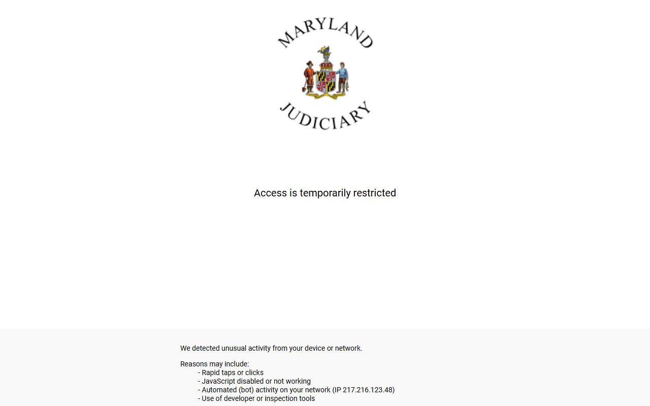 Maryland Judiciary Case Search for Baltimore County court records