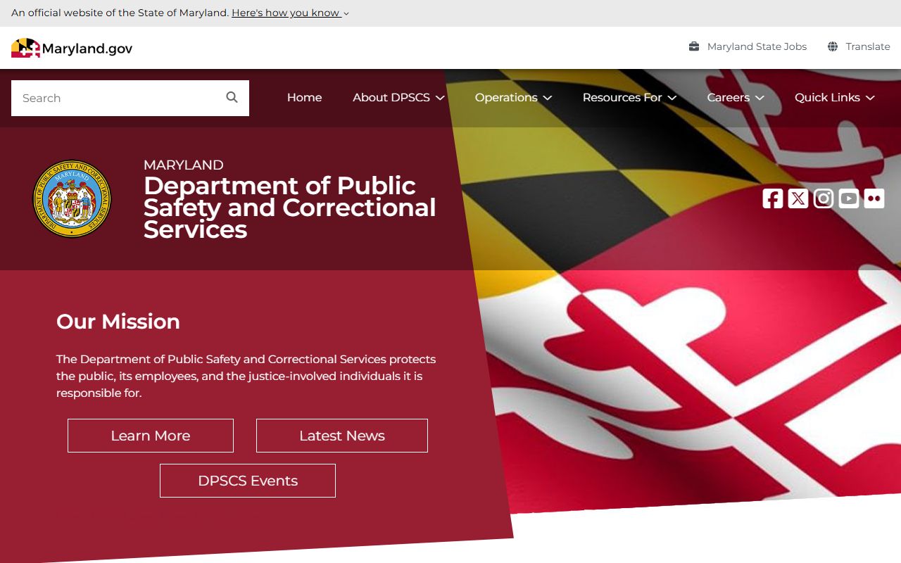 Maryland Department of Public Safety and Correctional Services public records portal